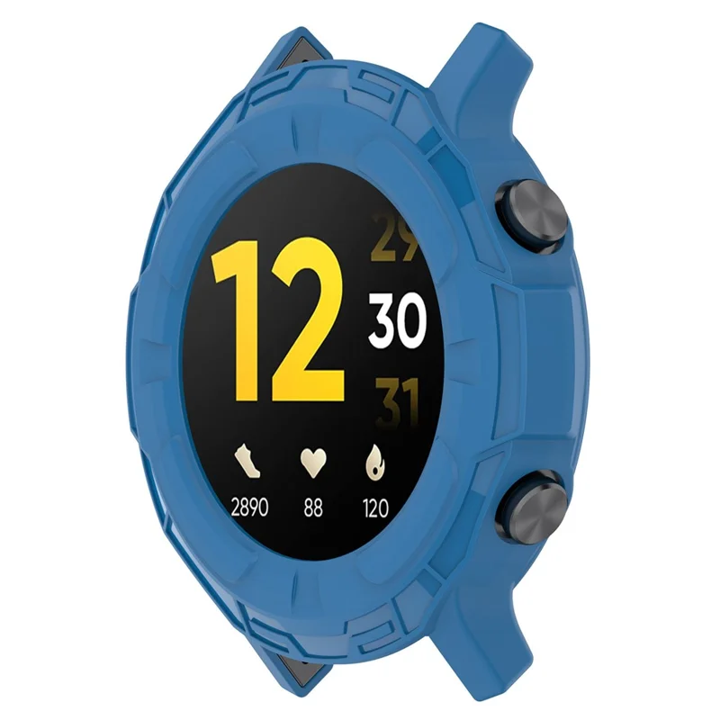 For Realme Watch S Hollow-out Anti-dust Anti-fall Soft TPU Watch Case Shockproof Protective Cover - Dark Blue