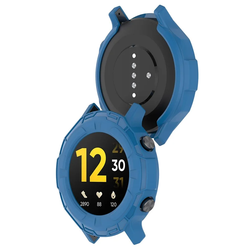 For Realme Watch S Hollow-out Anti-dust Anti-fall Soft TPU Watch Case Shockproof Protective Cover - Dark Blue