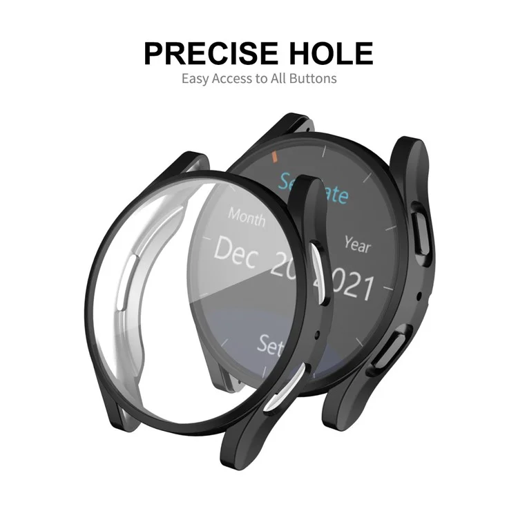 ENKAY HAT PRINCE Pour Samsung Galaxy Watch5 44mm Boîtier de protection global Étui de protection en TPU électroplaqué - Noir