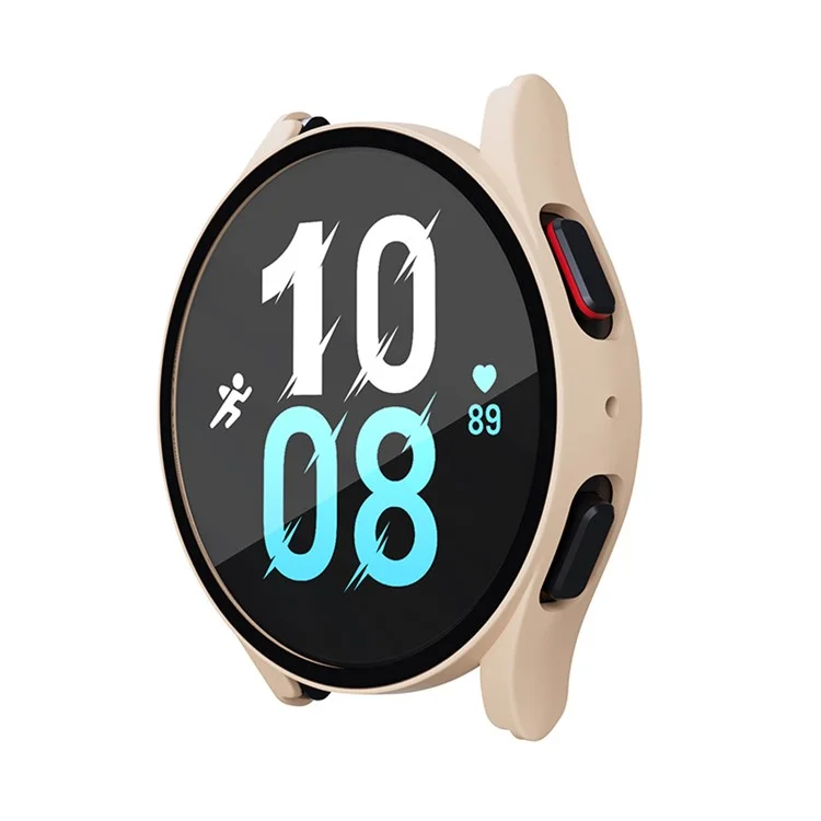 Pour Samsung Galaxy Watch 5 44mm / Watch4 44mm Anti-drop Hard PC Watch Case Protective Cover avec Protecteur d'écran en verre trempé - Rose