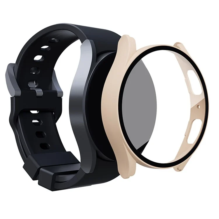 Pour Samsung Galaxy Watch 5 44mm / Watch4 44mm Anti-drop Hard PC Watch Case Protective Cover avec Protecteur d'écran en verre trempé - Rose