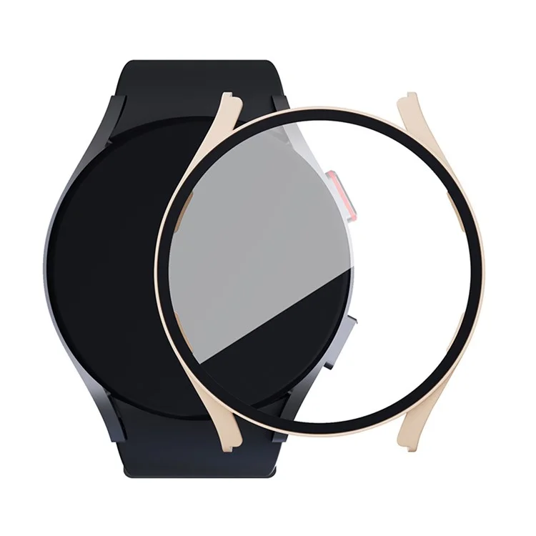 Pour Samsung Galaxy Watch 5 44mm / Watch4 44mm Anti-drop Hard PC Watch Case Protective Cover avec Protecteur d'écran en verre trempé - Rose