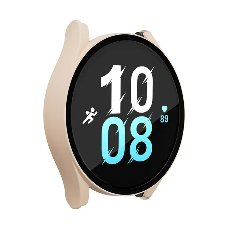 Pour Samsung Galaxy Watch 5 44mm / Watch4 44mm Anti-drop Hard PC Watch Case Protective Cover avec Protecteur d'écran en verre trempé - Rose