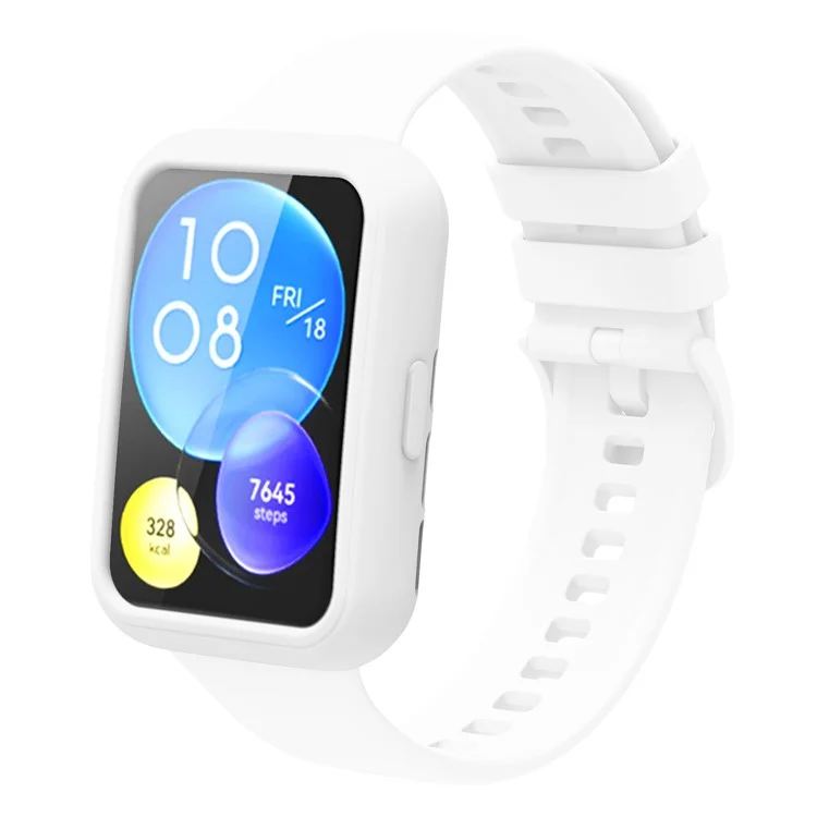 Para Huawei Watch Fit 2 Smartwatch, funda de silicona antiralladuras y marco protector - Blanco