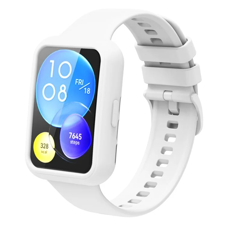 Para Huawei Watch Fit 2 Smartwatch, funda de silicona antiralladuras y marco protector - Blanco