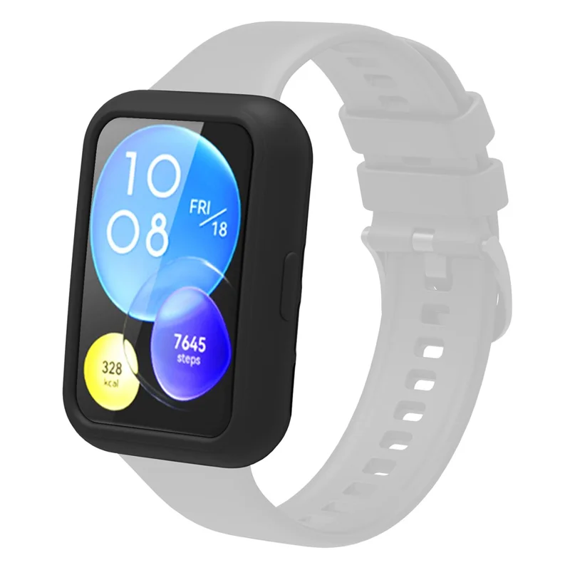 For Huawei Watch Fit 2 Smart Watch Silicone Case Anti-scratch Protective Frame - Black