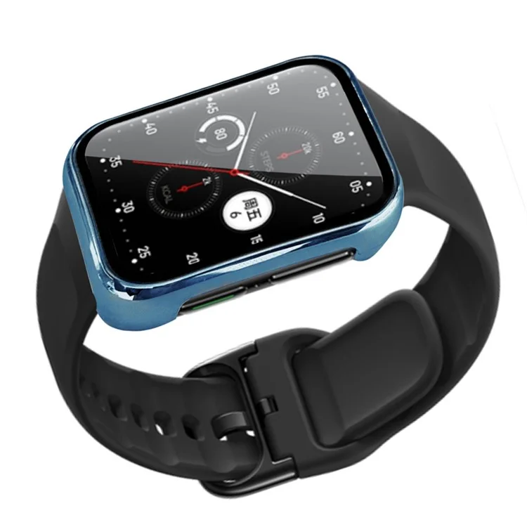 Pour Oppo Watch 2 46 mm Couverture de Protection du PC Dur PC Avec Film en Verre Trempé Anti-usages - Bleu
