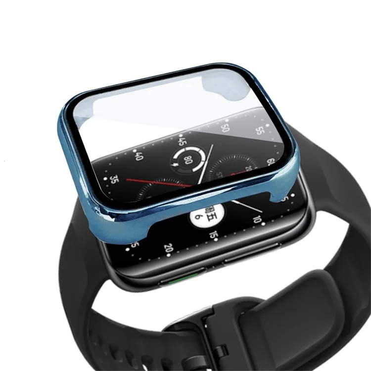 Pour Oppo Watch 2 46 mm Couverture de Protection du PC Dur PC Avec Film en Verre Trempé Anti-usages - Bleu