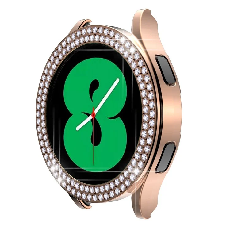 Pour Samsung Galaxy Watch 5 40mm Double Row Rhinestones Decor PC Watch Protective Case Half Cover - Rose Gold
