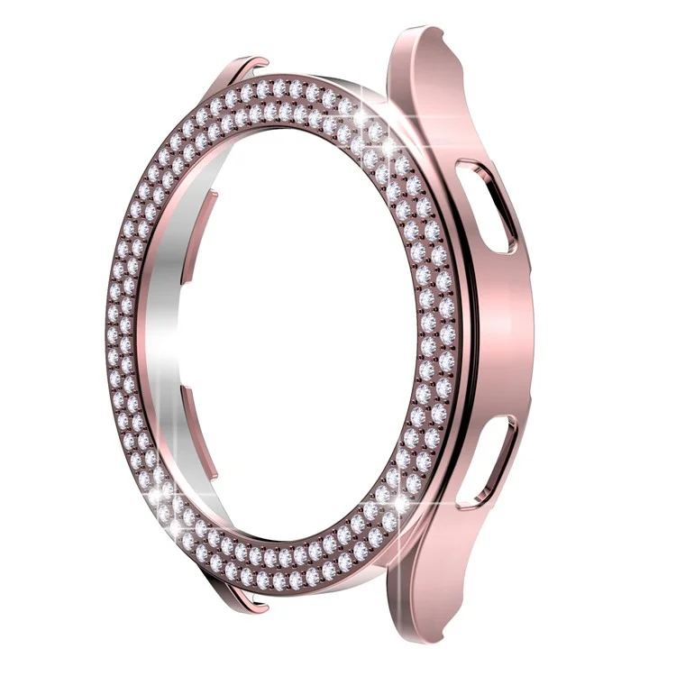 For Samsung Galaxy Watch 5 44mm Half Cover Double Row Rhinestones Decor PC Watch Protective Case - Pink
