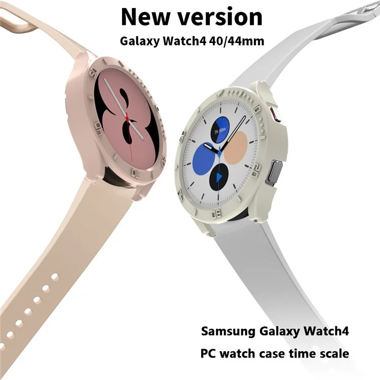 For Samsung Galaxy Watch 5 44mm Smart Watch PC Case Half Cover Frame Protector with Scale - Transparent