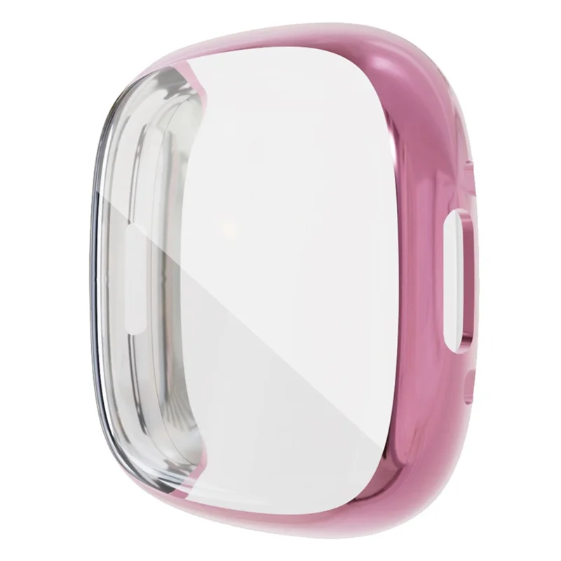 For Fitbit Sense 2 Flexible TPU Anti-Scratch Watch Case Electroplating Frame Overall Protective Cover - Pink