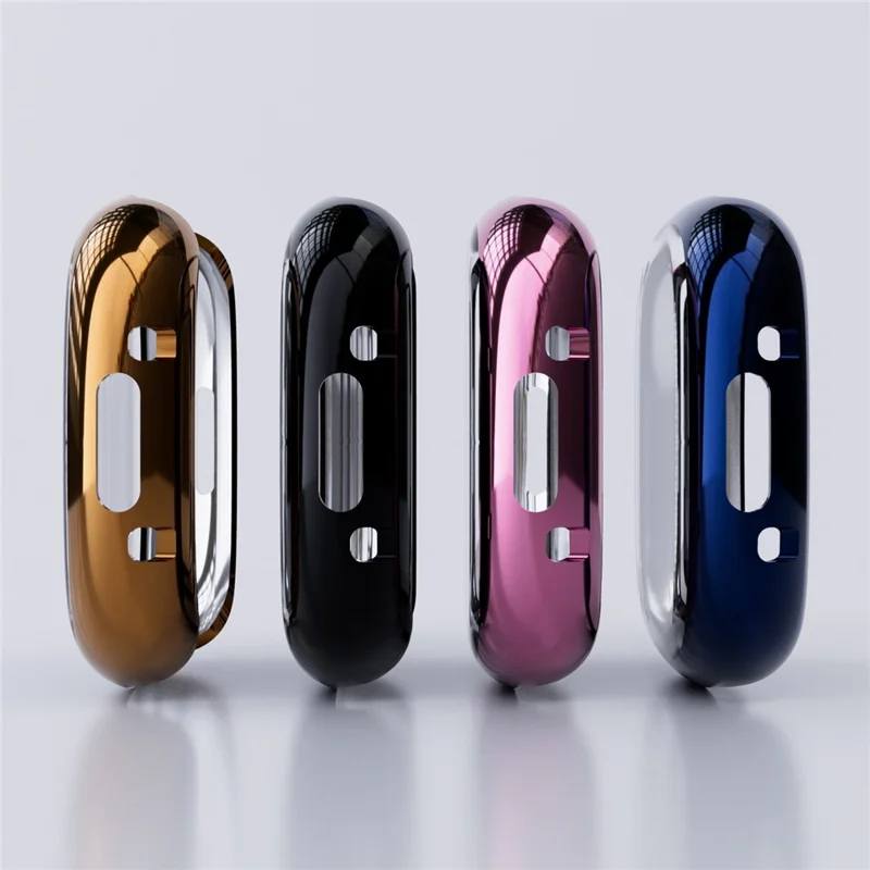 For Fitbit Sense 2 Flexible TPU Anti-Scratch Watch Case Electroplating Frame Overall Protective Cover - Pink