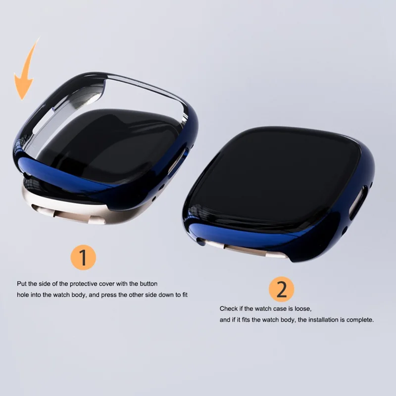 For Fitbit Sense 2 Flexible TPU Anti-Scratch Watch Case Electroplating Frame Overall Protective Cover - Pink