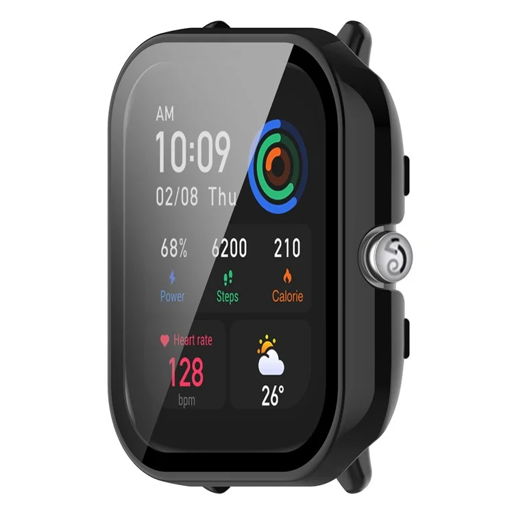 Para Huami Amazfit GTS 4 Mini Hard PC Anti-dust Watch Case Cover com HD Anti-wear Tempered Glass Film - Preto