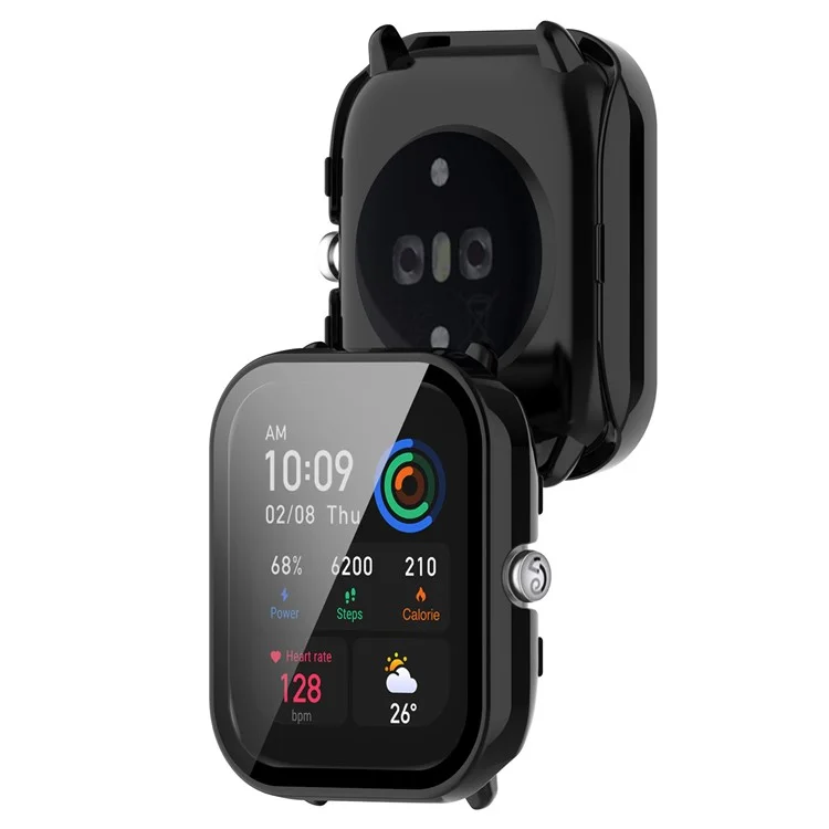 Para Huami Amazfit GTS 4 Mini Hard PC Anti-dust Watch Case Cover com HD Anti-wear Tempered Glass Film - Preto