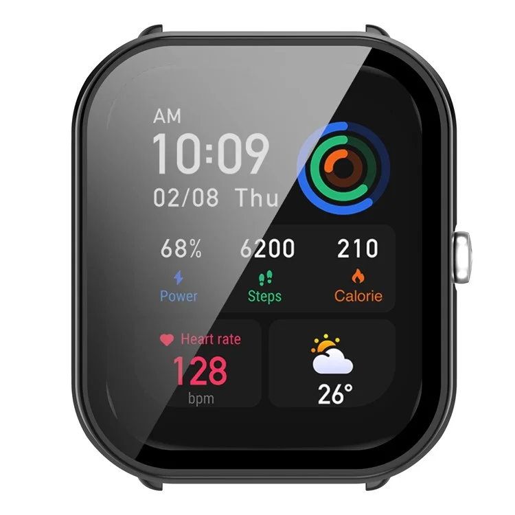 Para Huami Amazfit GTS 4 Mini Hard PC Anti-dust Watch Case Cover com HD Anti-wear Tempered Glass Film - Preto