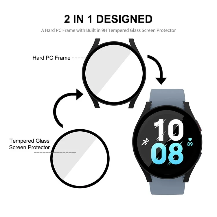 Enkay Hat Prince Für Huawei Uhr 5 40 mm Matt Gummiert Anti-kratzer Hard-pc-uhrenfall + Anti-wear 9H Temperiertes Glasschildschirmschutzschutz - Weiß
