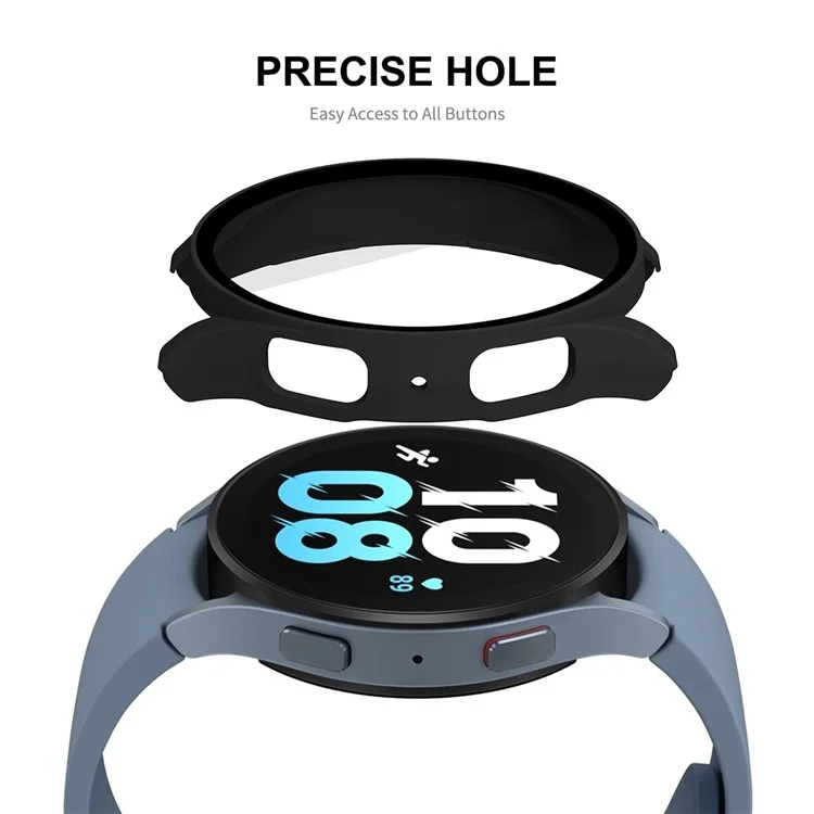 ENKAY HAT PRINCE Per Huawei Orghio 5 44 mm Matte Preciso Case di Orologio Per PC Duro Gommate + Film di Vetro Temperato 9H - Nero