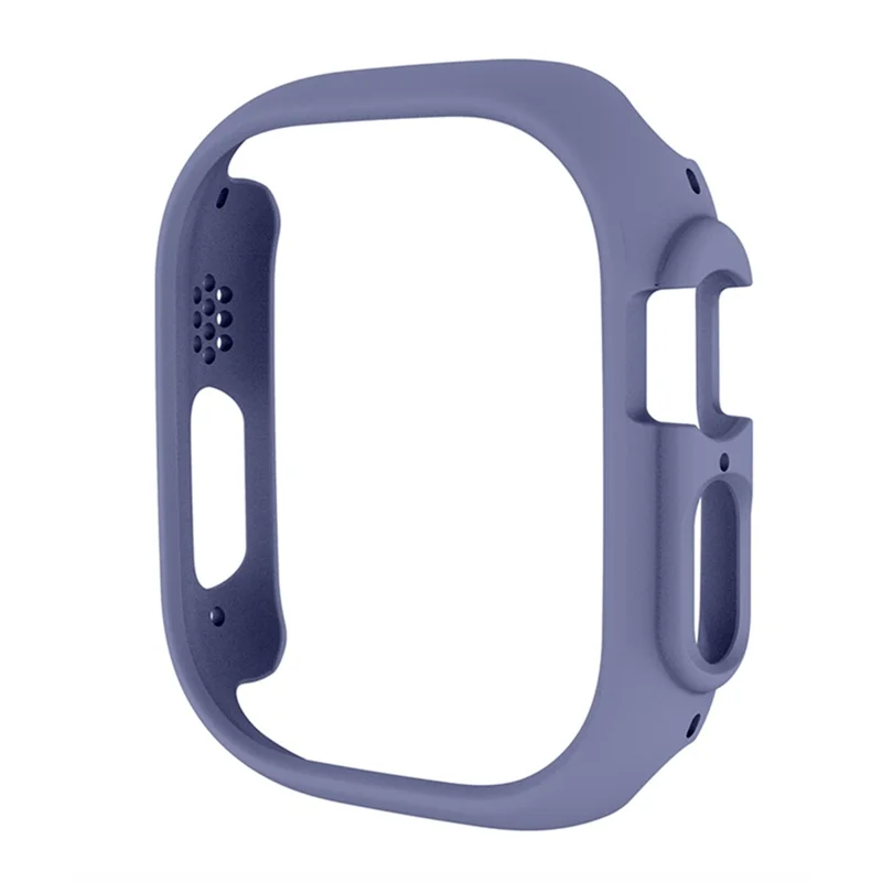 For Apple Watch Ultra 3 / Ultra 2 / Ultra 49mm Rubberized Matte Hard PC Case Anti-Scratch Bumper Frame Cover with Tempered Glass Film - Blue