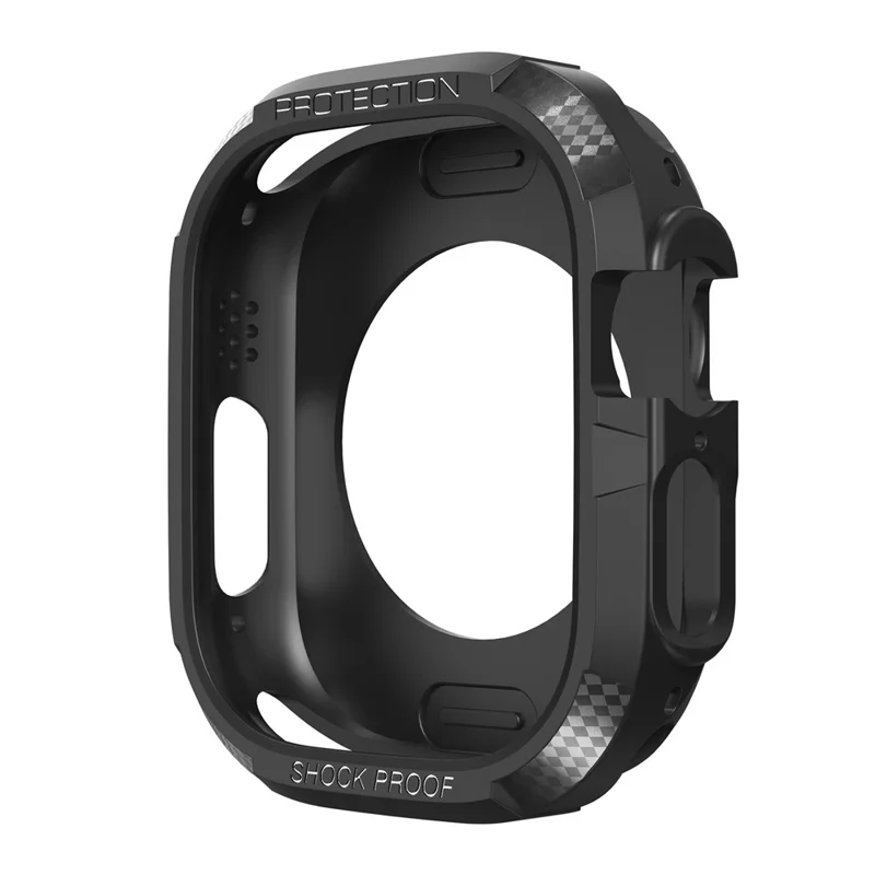 For Apple Watch Ultra 3 / Ultra 2 / Ultra 49mm Carbon Fiber Pattern TPU Hollow Cover Anti-scratch Smart Watch Protective Case - Black