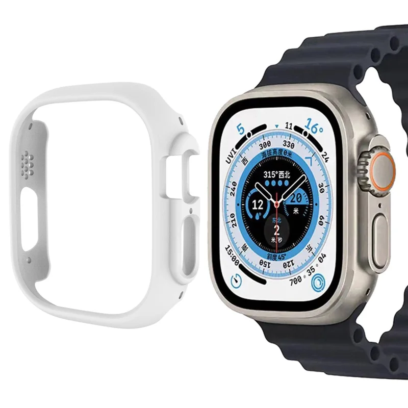 For Apple Watch Ultra 3 / Ultra 2 / Ultra 49mm Quick Release Watch Case Sports Watch PC Case Half Covering Watch Protector - White