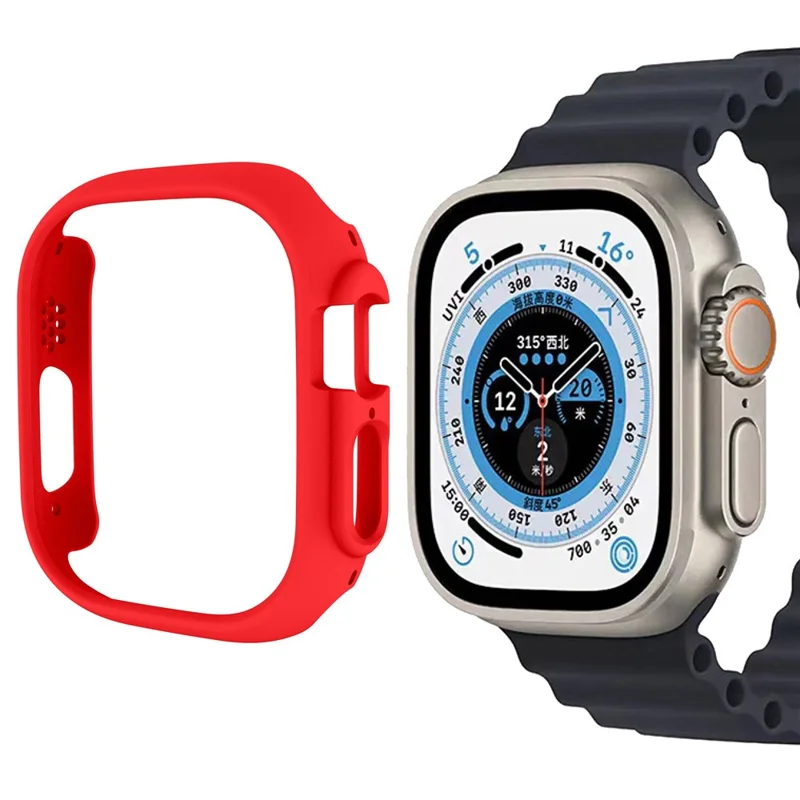 For Apple Watch Ultra 3 / Ultra 2 / Ultra 49mm Quick Release Watch Case Sports Watch PC Case Half Covering Watch Protector - Red
