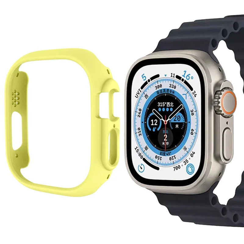 For Apple Watch Ultra 3 / Ultra 2 / Ultra 49mm Quick Release Watch Case Sports Watch PC Case Half Covering Watch Protector - Yellow