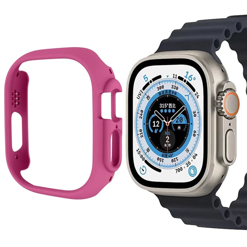 For Apple Watch Ultra 3 / Ultra 2 / Ultra 49mm Quick Release Watch Case Sports Watch PC Case Half Covering Watch Protector - Rose