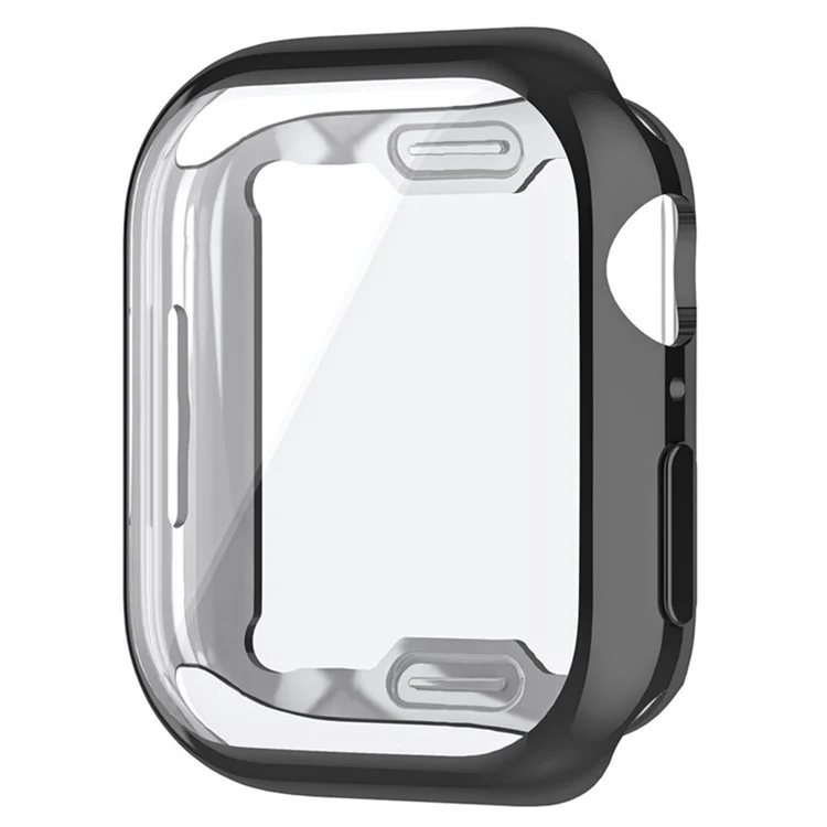 For Apple Watch Series 9 / 8 / 7 41mm Full Coverage Protective Case Electroplating Frame Anti-scratch TPU Watch Cover - Black