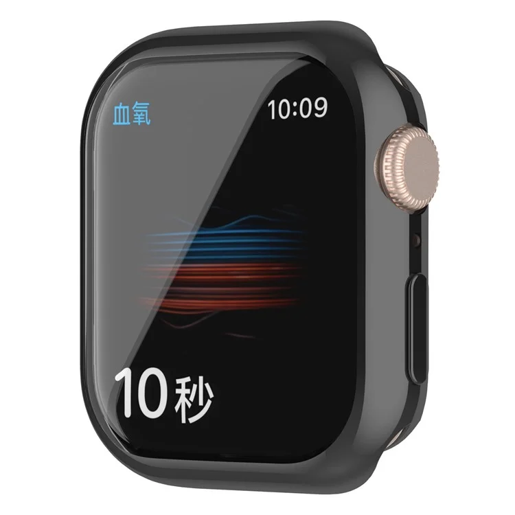 For Apple Watch Series 9 / 8 / 7 41mm Full Coverage Protective Case Electroplating Frame Anti-scratch TPU Watch Cover - Black