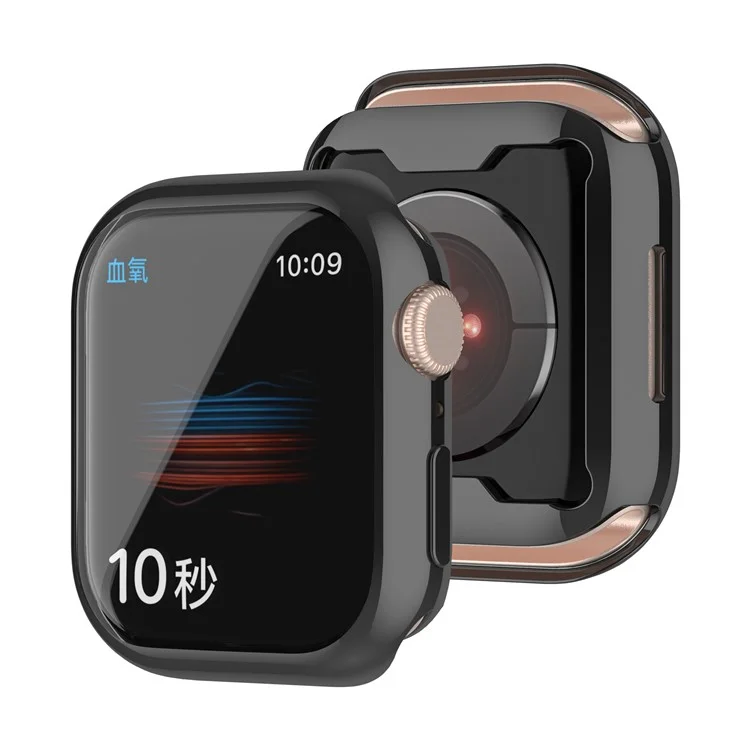 For Apple Watch Series 9 / 8 / 7 41mm Full Coverage Protective Case Electroplating Frame Anti-scratch TPU Watch Cover - Black