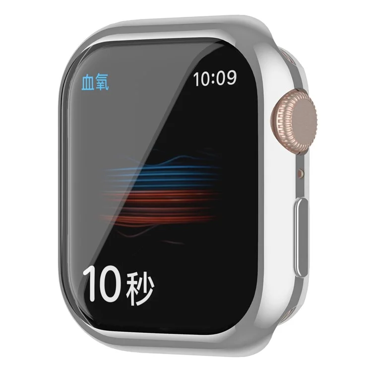 For Apple Watch Series 9 / 8 / 7 41mm Full Coverage Protective Case Electroplating Frame Anti-scratch TPU Watch Cover - Silver