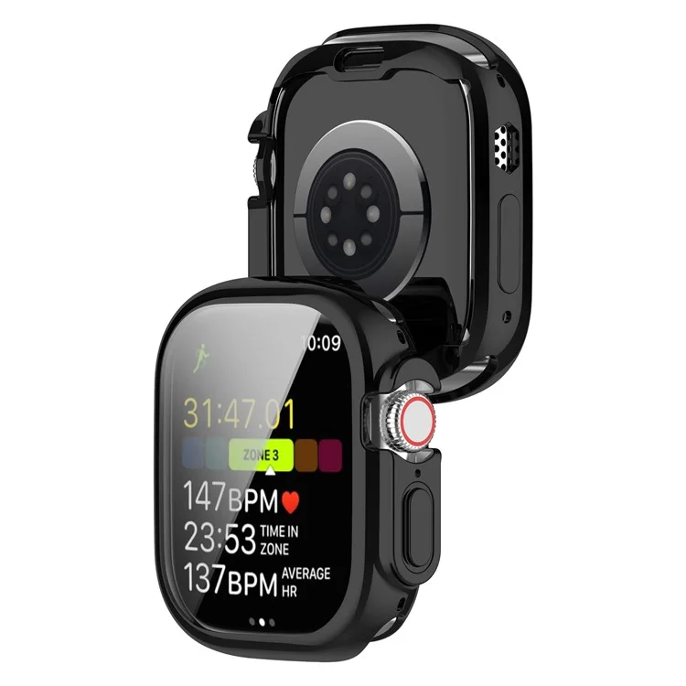 For Apple Watch Ultra 2 49mm / Ultra 49mm Electroplating Soft TPU Cover All-inclusive Protective Watch Case  - Black
