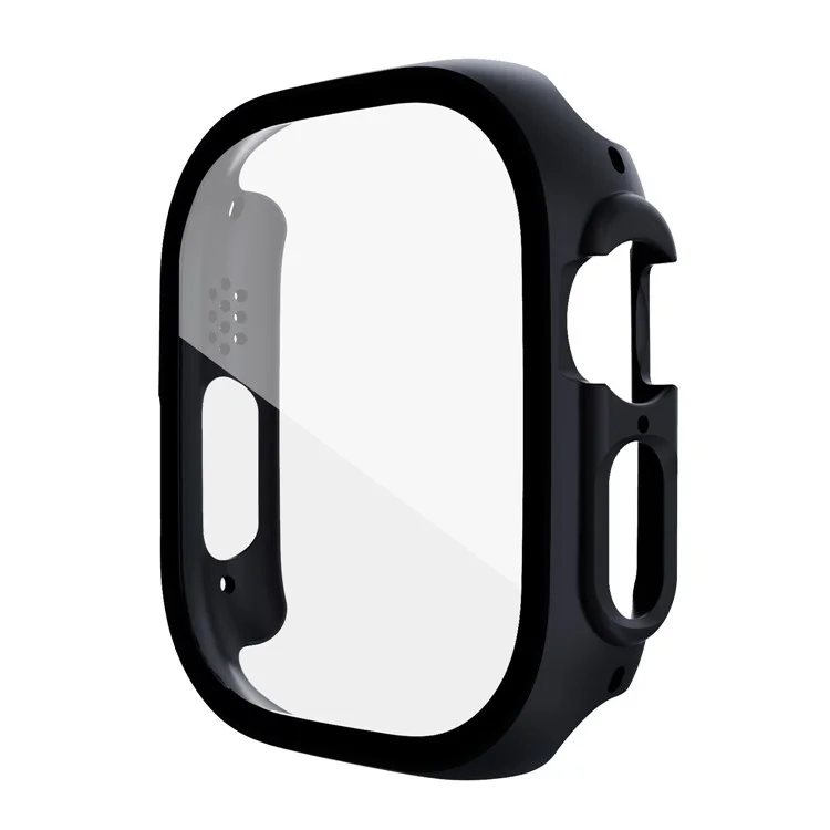 Para Apple Watch Ultra 2 49mm / Ultra 49mm Funda rígida de PC con protector de pantalla de vidrio templado Cubierta protectora a prueba de arañazos en general - Negro