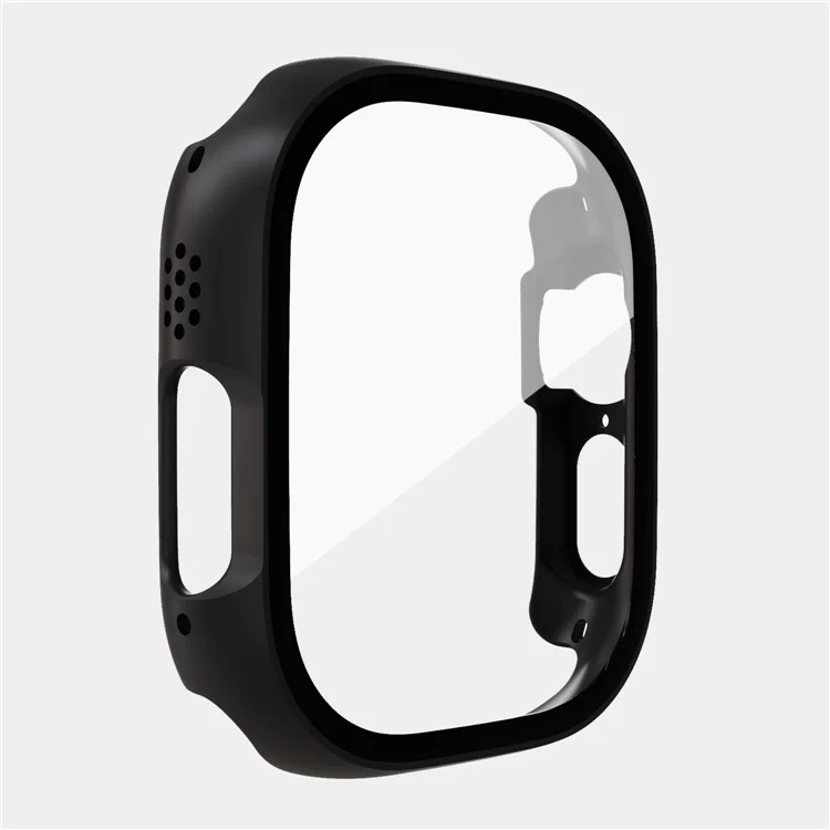Para Apple Watch Ultra 2 49mm / Ultra 49mm Funda rígida de PC con protector de pantalla de vidrio templado Cubierta protectora a prueba de arañazos en general - Negro