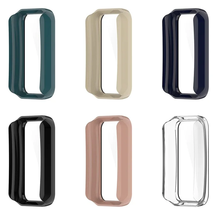 For Oppo Band 2 Protective Case with Tempered Glass Screen Protector Smart Watch Anti-Fall Hard PC Case - Pink