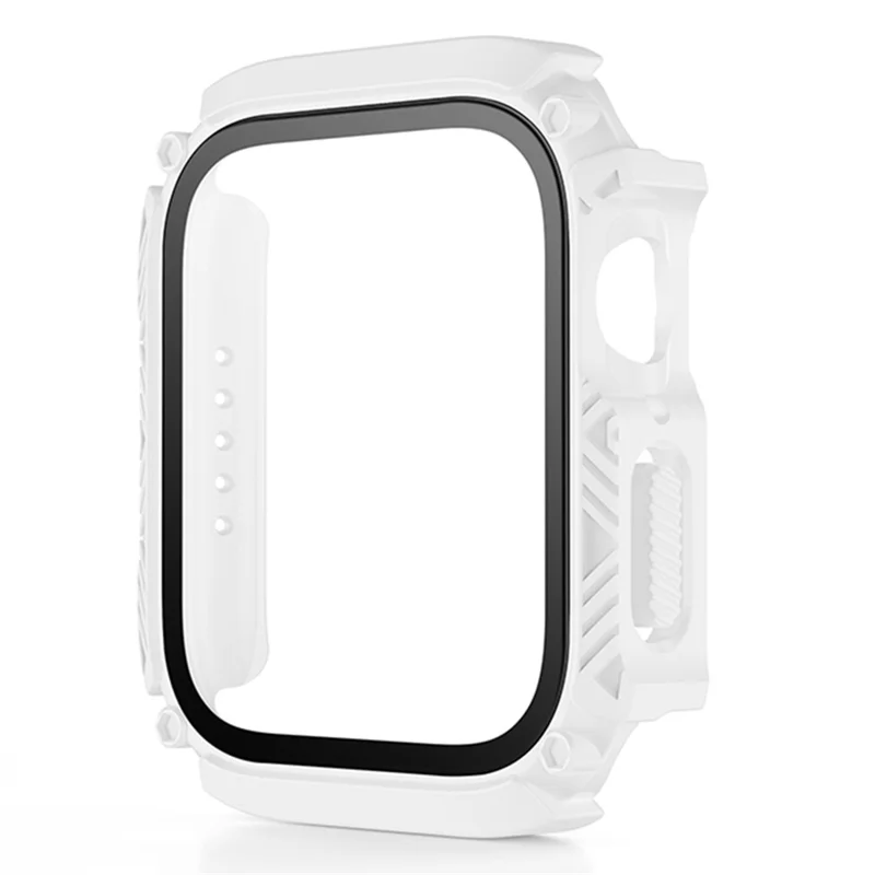Custodia rigida in PC per Apple Watch Series 9 / 8 / 7 da 41 mm con protezione per schermo in vetro temperato, custodia impermeabile anti-graffio per smartwatch - Bianco