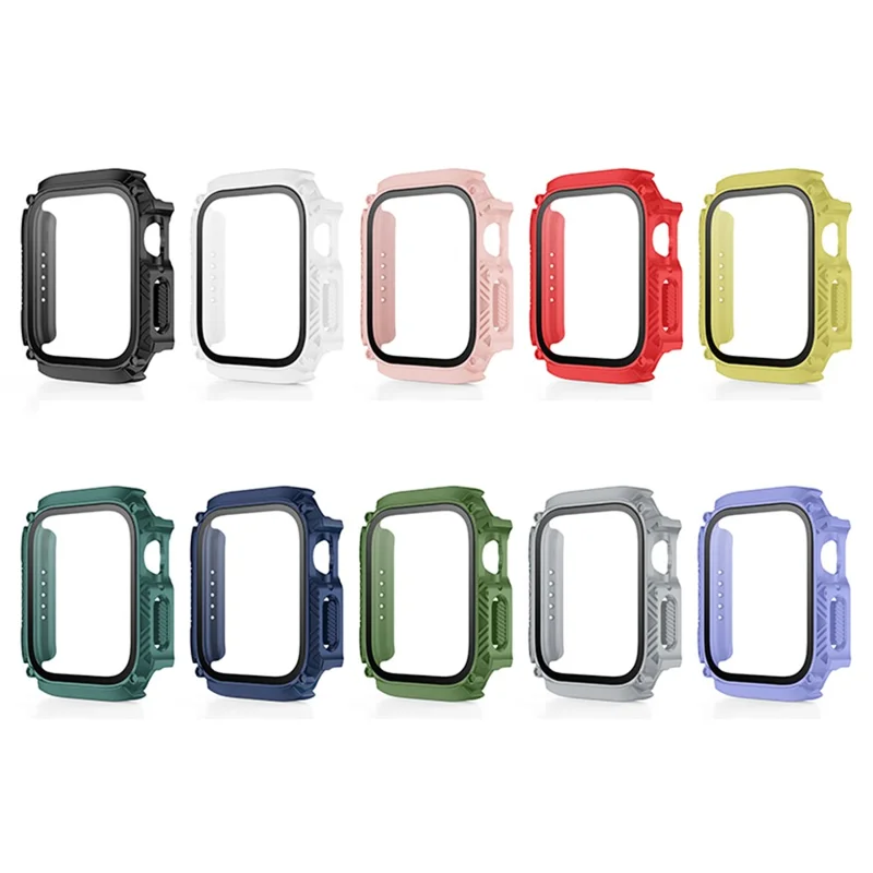 Custodia rigida in PC per Apple Watch Series 9 / 8 / 7 da 41 mm con protezione per schermo in vetro temperato, custodia impermeabile anti-graffio per smartwatch - Bianco