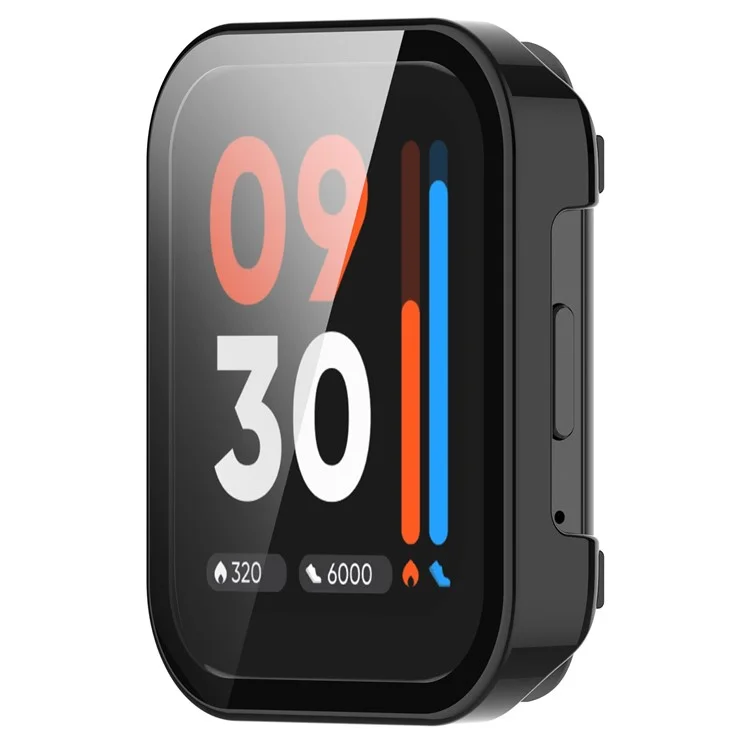 Für Realme Watch 3 Hard PC-Gehäuse mit gehärtetem Glasbildschirmschutz HD Clear All Around Coverage Protective Cover - Schwarz
