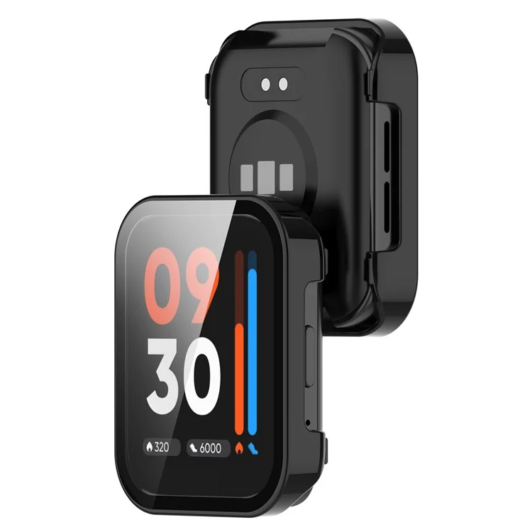 Für Realme Watch 3 Hard PC-Gehäuse mit gehärtetem Glasbildschirmschutz HD Clear All Around Coverage Protective Cover - Schwarz