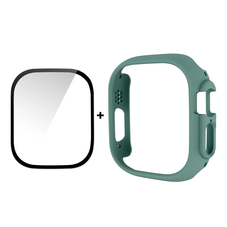 ENKAY HAT PRINCE For Apple Watch Ultra 2 49mm / Ultra 49mm Rubberized PC Watch Case Shockproof Protective Cover + 9H Screen Protector - Blackish Green