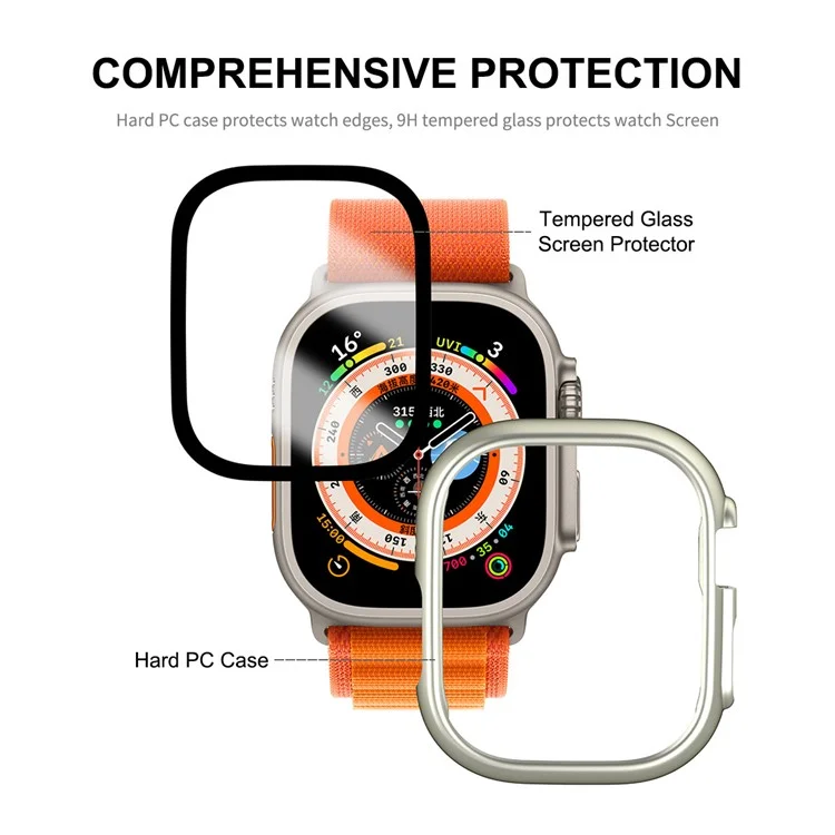 ENKAY HAT PRINCE For Apple Watch Ultra 2 49mm / Ultra 49mm Rubberized PC Watch Case Shockproof Protective Cover + 9H Screen Protector - Blackish Green