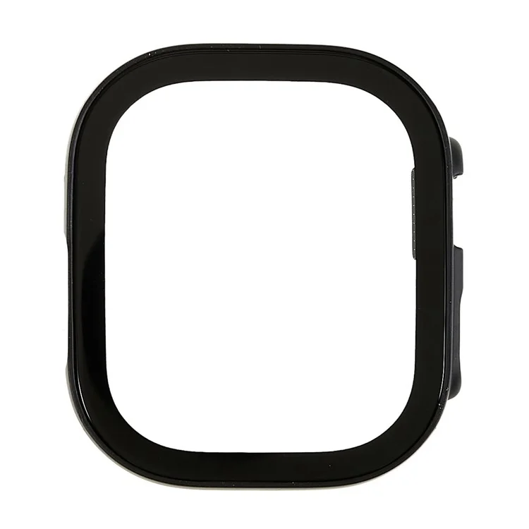 For Apple Watch Ultra 2 49mm / Ultra 49mm Polished Watch Case with Silk Printing Tempered Glass Screen Protector Anti-drop Hard PC Cover - Black