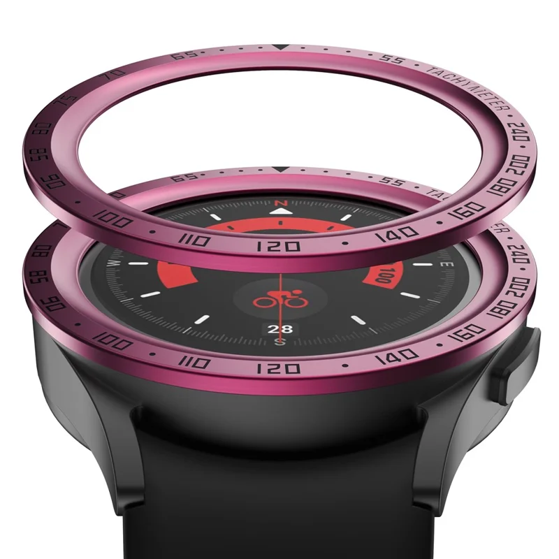 Watch Bezel for Samsung Galaxy Watch 5 Pro 45mm Metal Protective Frame Ring Cover Watch Replacement Accessories (Type E) - Wine Red Ring Black Letters