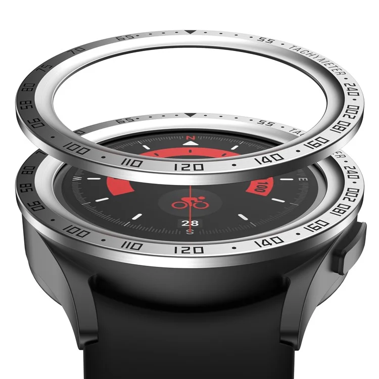 Per Samsung Galaxy Watch 5 Pro 45mm Anti-scratch Watch Bezel Stainless Steel Frame Ring Bezel Case Protection Cover (Type E) - Anello in argento Lettere nere