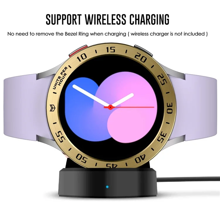 Bisel de reloj de metal para Samsung Galaxy Watch 5 de 40 mm Parte de anillo de decoración protectora Smartwatch de repuesto (Tipo A) - Anillo dorado retro Negro Letras