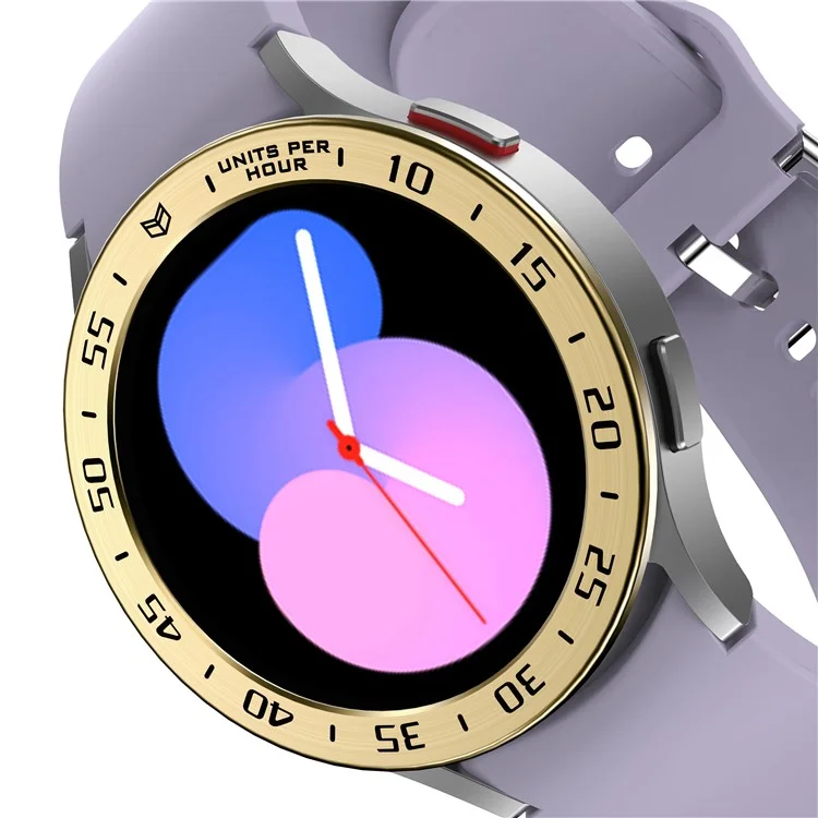 Bisel de reloj de metal para Samsung Galaxy Watch 5 de 40 mm Parte de anillo de decoración protectora Smartwatch de repuesto (Tipo A) - Anillo dorado retro Negro Letras
