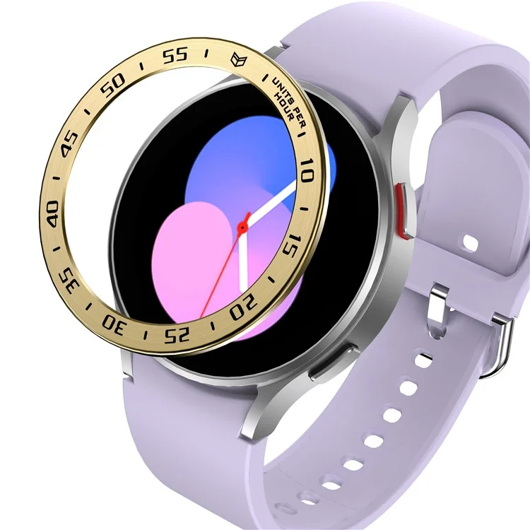 Bisel de reloj de metal para Samsung Galaxy Watch 5 de 40 mm Parte de anillo de decoración protectora Smartwatch de repuesto (Tipo A) - Anillo dorado retro Negro Letras