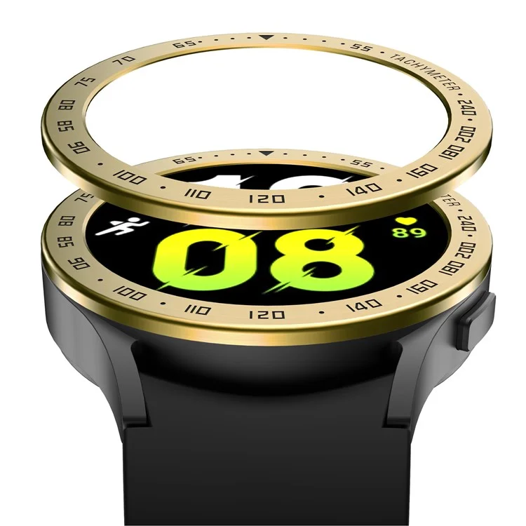For Samsung Galaxy Watch 5 44mm Metal Watch Bezel Ring Protection Cover Smartwatch Accessory (Type E) - Retro Gold Ring Black Letters